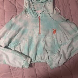 Mint Green Tie-Dye Hoodie Playboy from Misguided